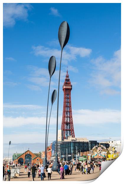 Busy promenade on the Blackpool seafront Print by Jason Wells