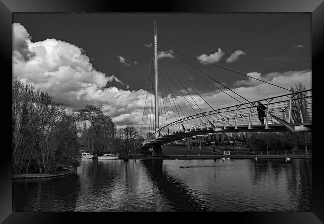 Walking across the River Thames Framed Print by Joyce Storey