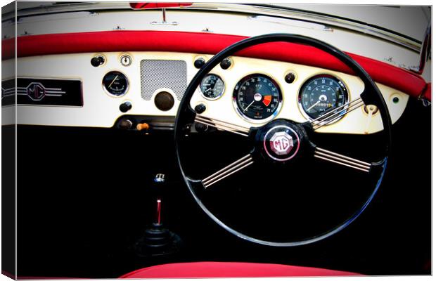 MG A Classic British Sports Car Interior Canvas Print by Andy Evans Photos