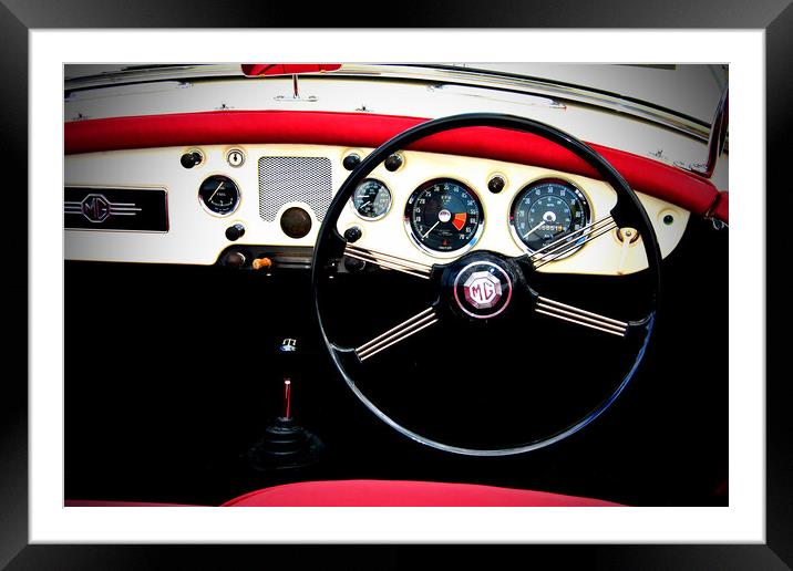 MG A Classic British Sports Car Interior Framed Mounted Print by Andy Evans Photos