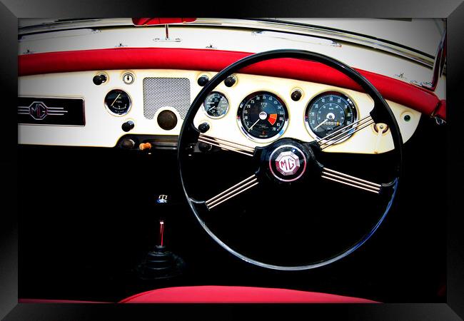 MG A Classic British Sports Car Interior Framed Print by Andy Evans Photos