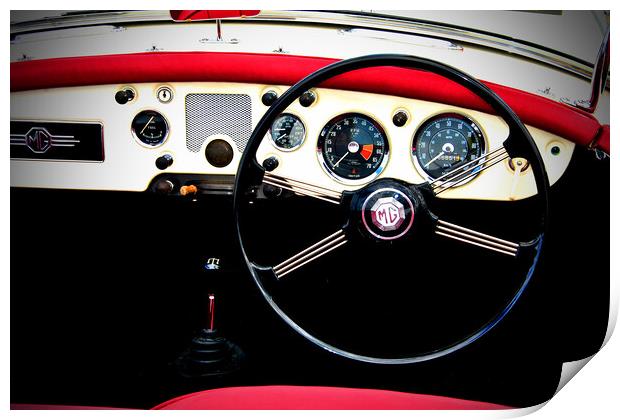 MG A Classic British Sports Car Interior Print by Andy Evans Photos