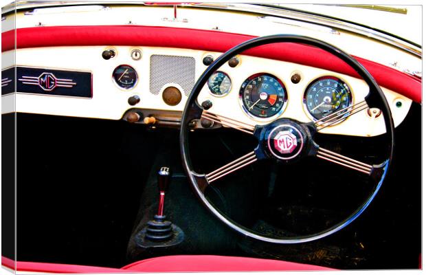 MG A Classic British Sports Car Interior Canvas Print by Andy Evans Photos