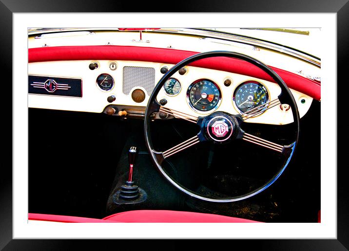 MG A Classic British Sports Car Interior Framed Mounted Print by Andy Evans Photos
