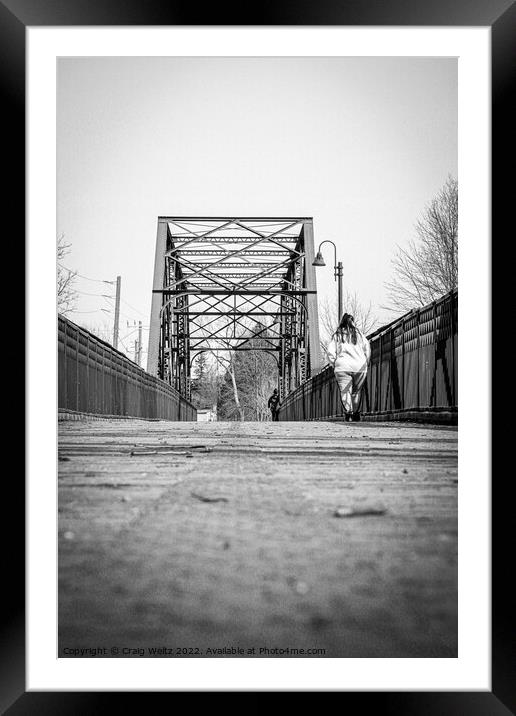 Black and white metal bridge in London Framed Mounted Print by Craig Weltz
