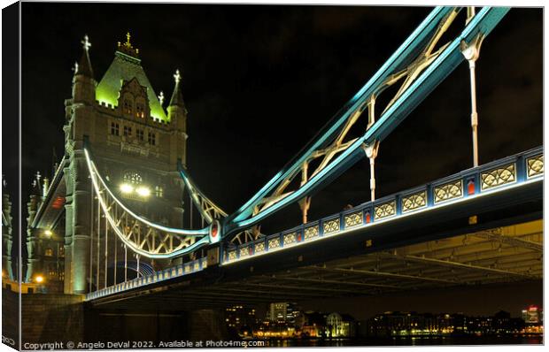 Tower Bridge night view in London - UK Canvas Print by Angelo DeVal