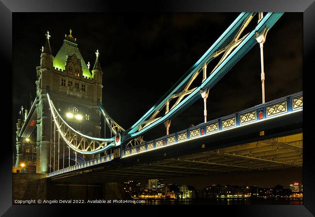 Tower Bridge night view in London - UK Framed Print by Angelo DeVal