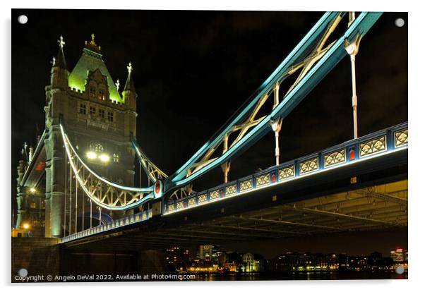 Tower Bridge night view in London - UK Acrylic by Angelo DeVal