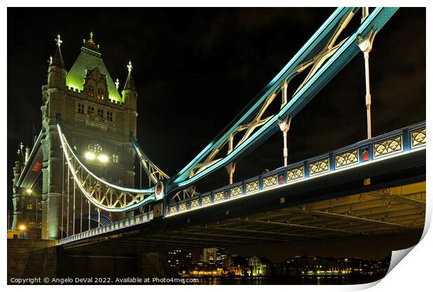 Tower Bridge night view in London - UK Print by Angelo DeVal