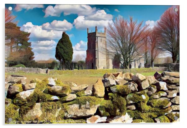 Serene Norman Church in Priddy, Somerset Acrylic by Roger Mechan
