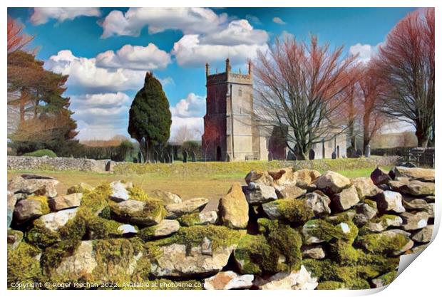 Serene Norman Church in Priddy, Somerset Print by Roger Mechan