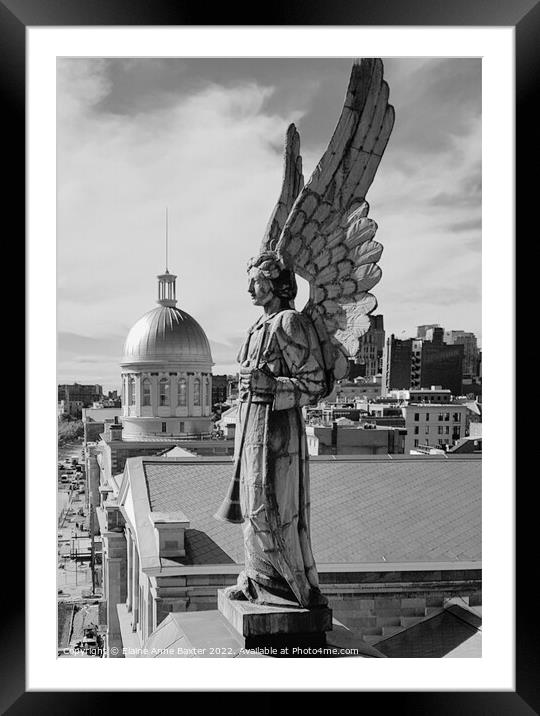 Old Montreal Angel Framed Mounted Print by Elaine Anne Baxter