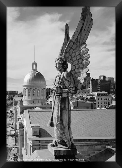 Old Montreal Angel Framed Print by Elaine Anne Baxter
