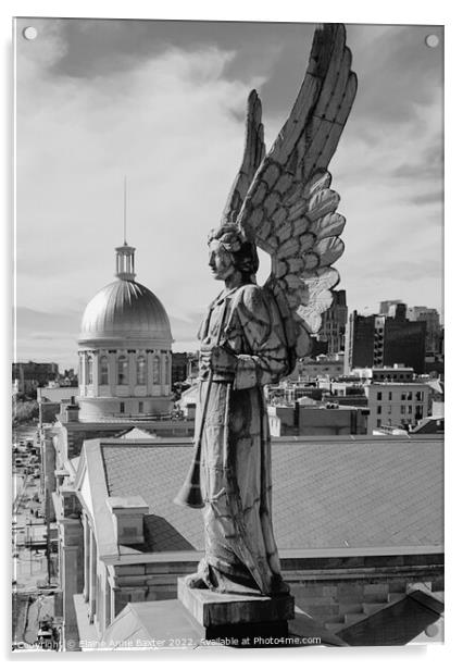 Old Montreal Angel Acrylic by Elaine Anne Baxter