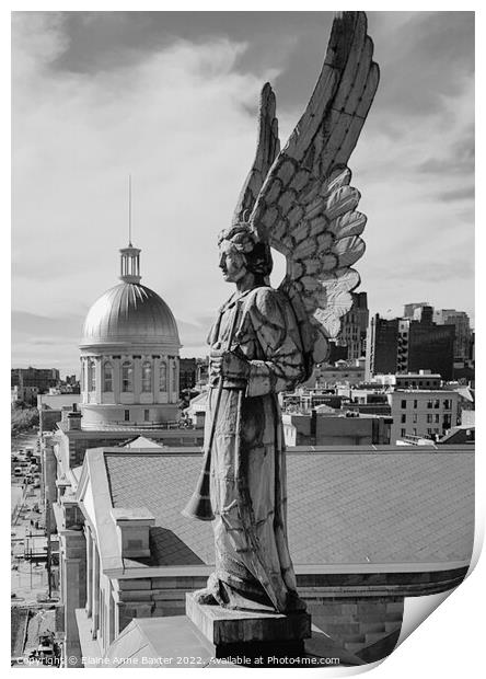 Old Montreal Angel Print by Elaine Anne Baxter