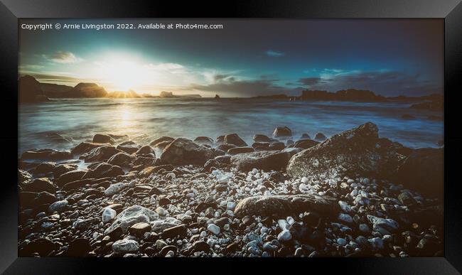 Majestic Sunset on White Rocky Beach Framed Print by Arnie Livingston