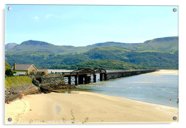 Barmouth rail bridge, Wales. Acrylic by john hill