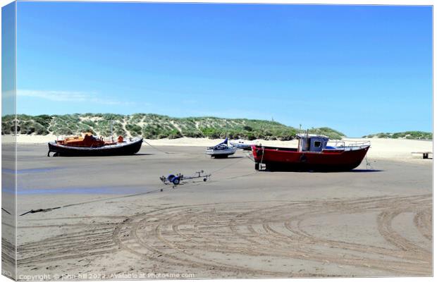 Barmouth beach at low tide, Wales. Canvas Print by john hill