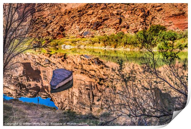 Colorado River Rock Canyon Reflection Moab Utah  Print by William Perry