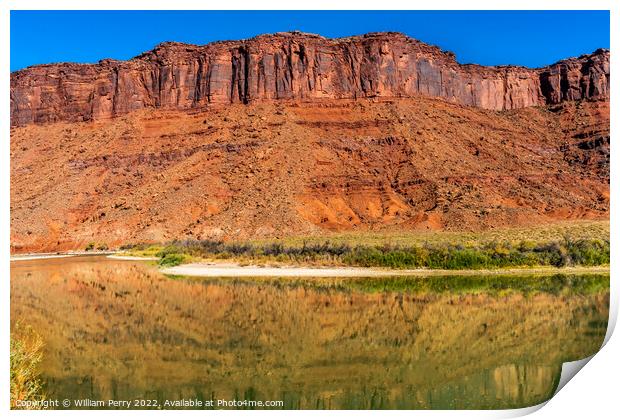 Colorado River Red Rock Canyon Reflection Moab Utah  Print by William Perry