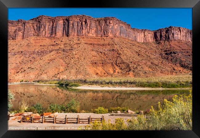 Colorado River Red Rock Canyon Reflection Moab Utah  Framed Print by William Perry