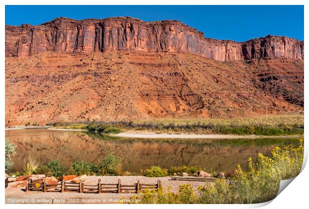 Colorado River Red Rock Canyon Reflection Moab Utah  Print by William Perry