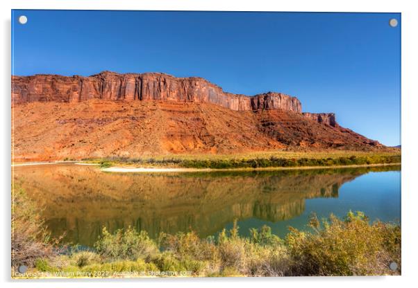 Colorado River Red Rock Canyon Reflection Moab Utah  Acrylic by William Perry