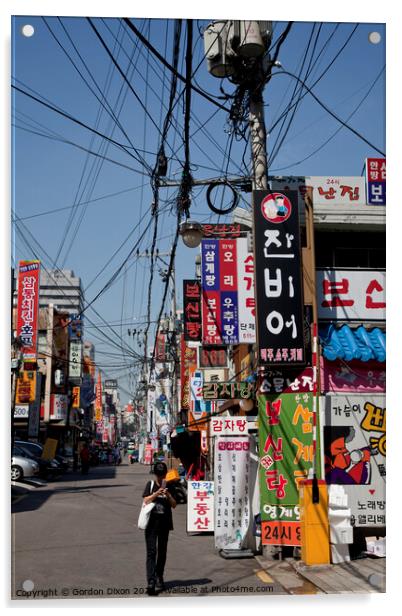 Colours and chaos of a Seoul backstreet Acrylic by Gordon Dixon