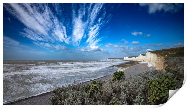 Birling Gap and the Seven Sisters Print by Nick Rowland
