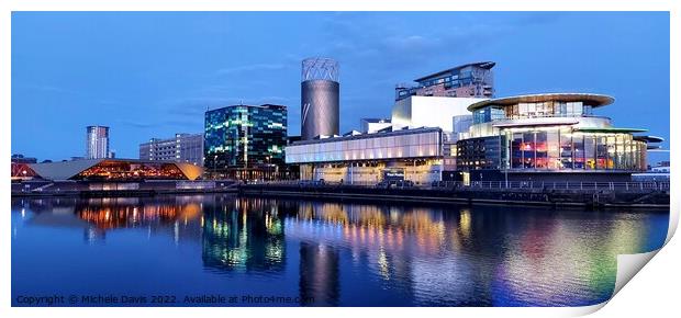 Salford Quays Reflections, Blue Hour Print by Michele Davis