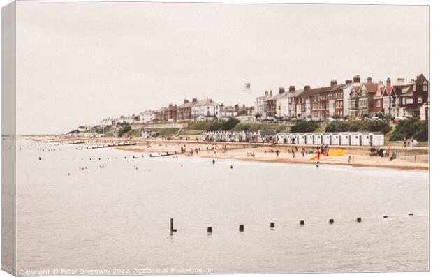 Traditional English Seafront At Southwold, Suffolk Canvas Print by Peter Greenway