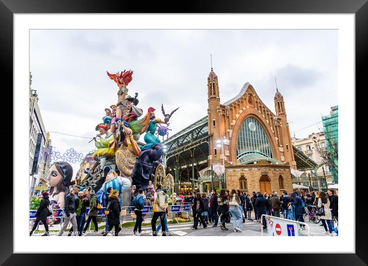 Valencia, spain - March 15, 2022: Fallas monument in the market  Framed Mounted Print by Joaquin Corbalan