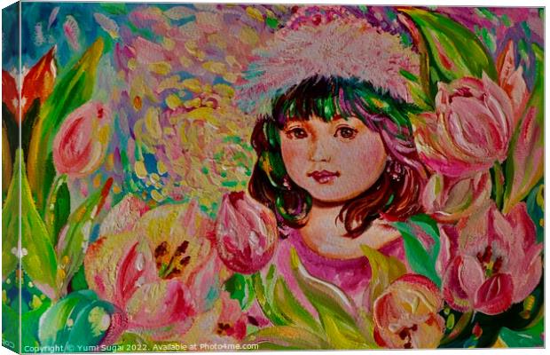 Yumi Sugai. A girl in a tulip. Aina. Canvas Print by Yumi Sugai