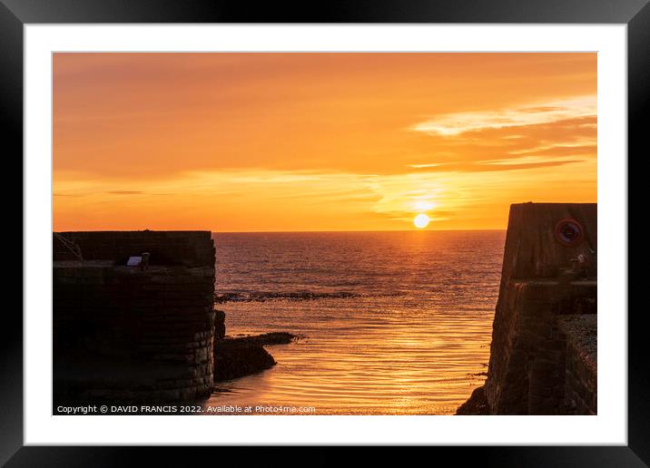 Golden Sunrise at Johnshaven Harbour Framed Mounted Print by DAVID FRANCIS