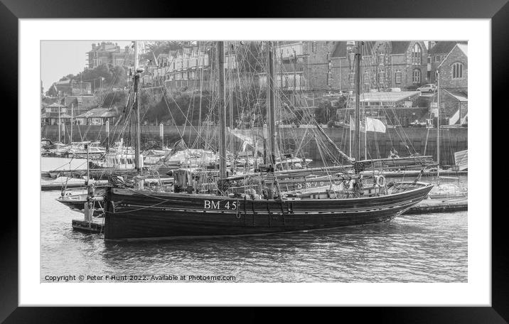 Brixham Old Sailing Trawler Framed Mounted Print by Peter F Hunt