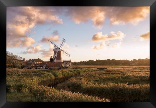 Sunset at Cley Windmill Framed Print by David Semmens