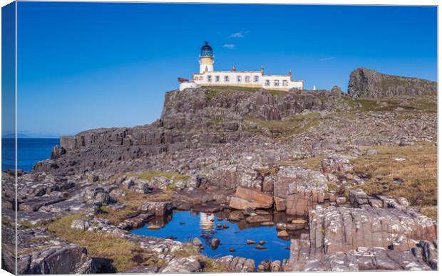Neist Point Lightghouse with Reflection Canvas Print by John Frid