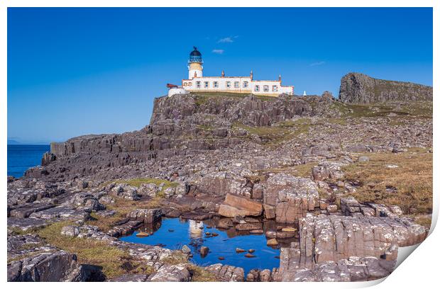 Neist Point Lightghouse with Reflection Print by John Frid