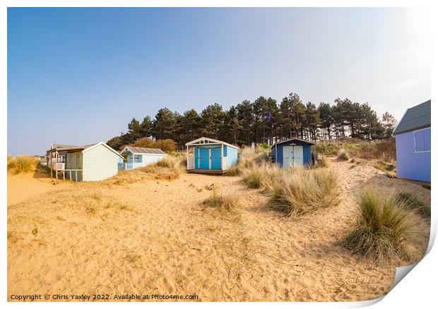 Ultra wide shot of Hunstanton beach huts Print by Chris Yaxley