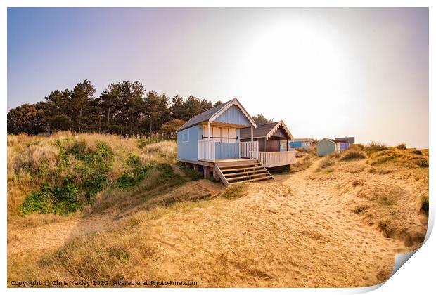 Traditional wooden beach huts, Hunstanton  Print by Chris Yaxley
