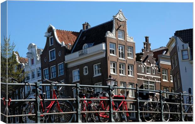 Amsterdam - Bikes, Bridges, Buildings Canvas Print by Lensw0rld 