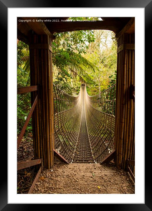 Rope Bridge,lost gardens of Heligan Framed Mounted Print by kathy white