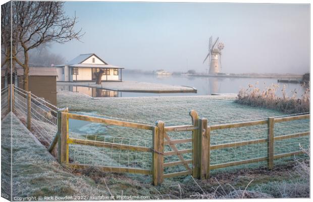 Frosty Thurne Scene Canvas Print by Rick Bowden