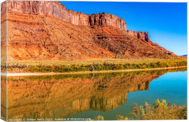 Colorado River Red Rock Canyon Reflection Moab Utah  Canvas Print by William Perry