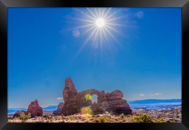 Turret Arch Sun Windows Section Arches National Park Moab Utah  Framed Print by William Perry