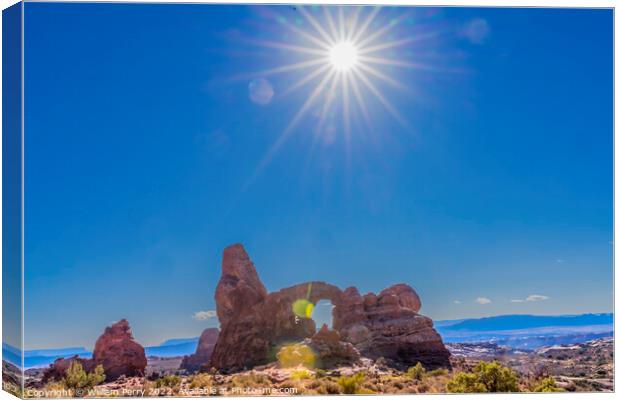 Turret Arch Sun Windows Section Arches National Park Moab Utah  Canvas Print by William Perry