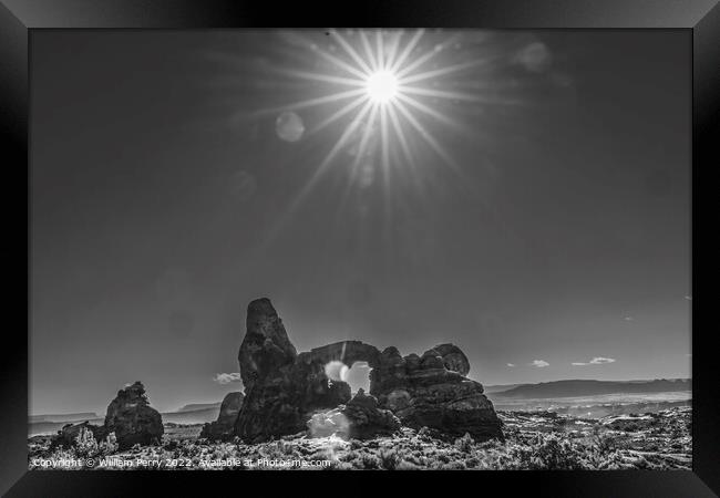 Turret Arch Sun Windows Section Arches National Park Moab Utah  Framed Print by William Perry