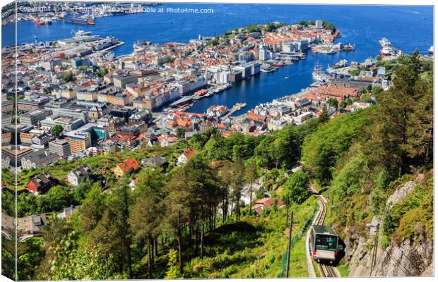 Bergen from Mount Floyen Norway Canvas Print by Pearl Bucknall