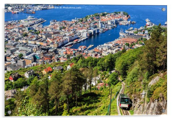 Bergen from Mount Floyen Norway Acrylic by Pearl Bucknall