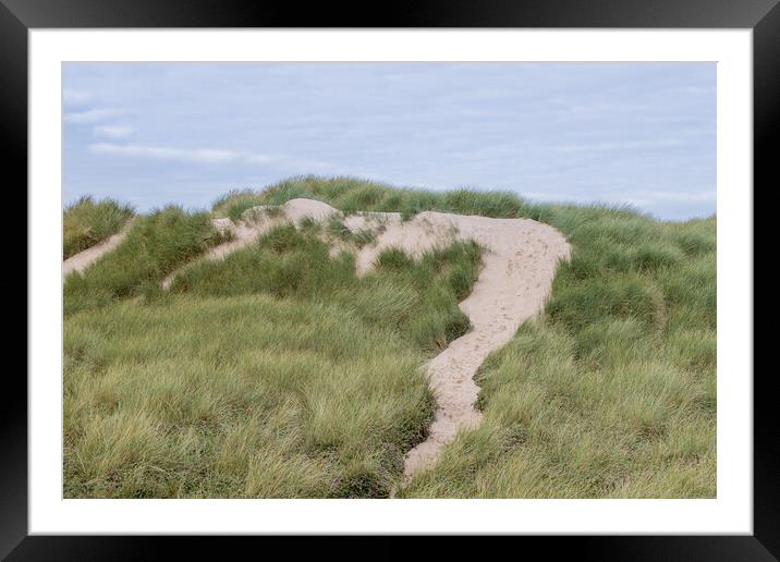Foot prints over Formby sand dunes Framed Mounted Print by Jason Wells